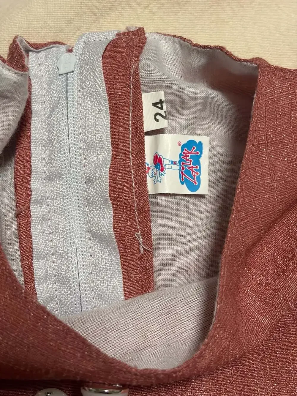 ZULAK Girls Dress Size 24 Red Blue Patchwork Cherry Print